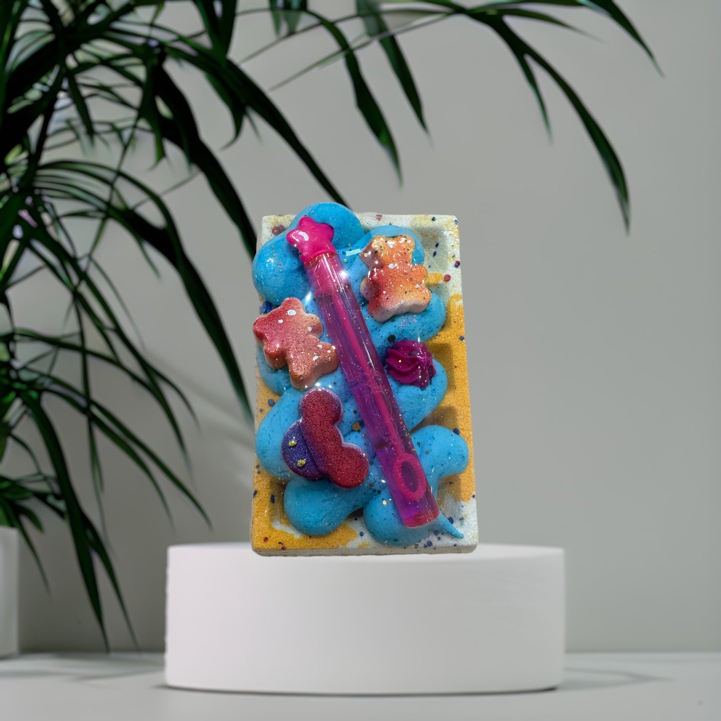 Bombe de bain Gaufre avec baguette à bulle